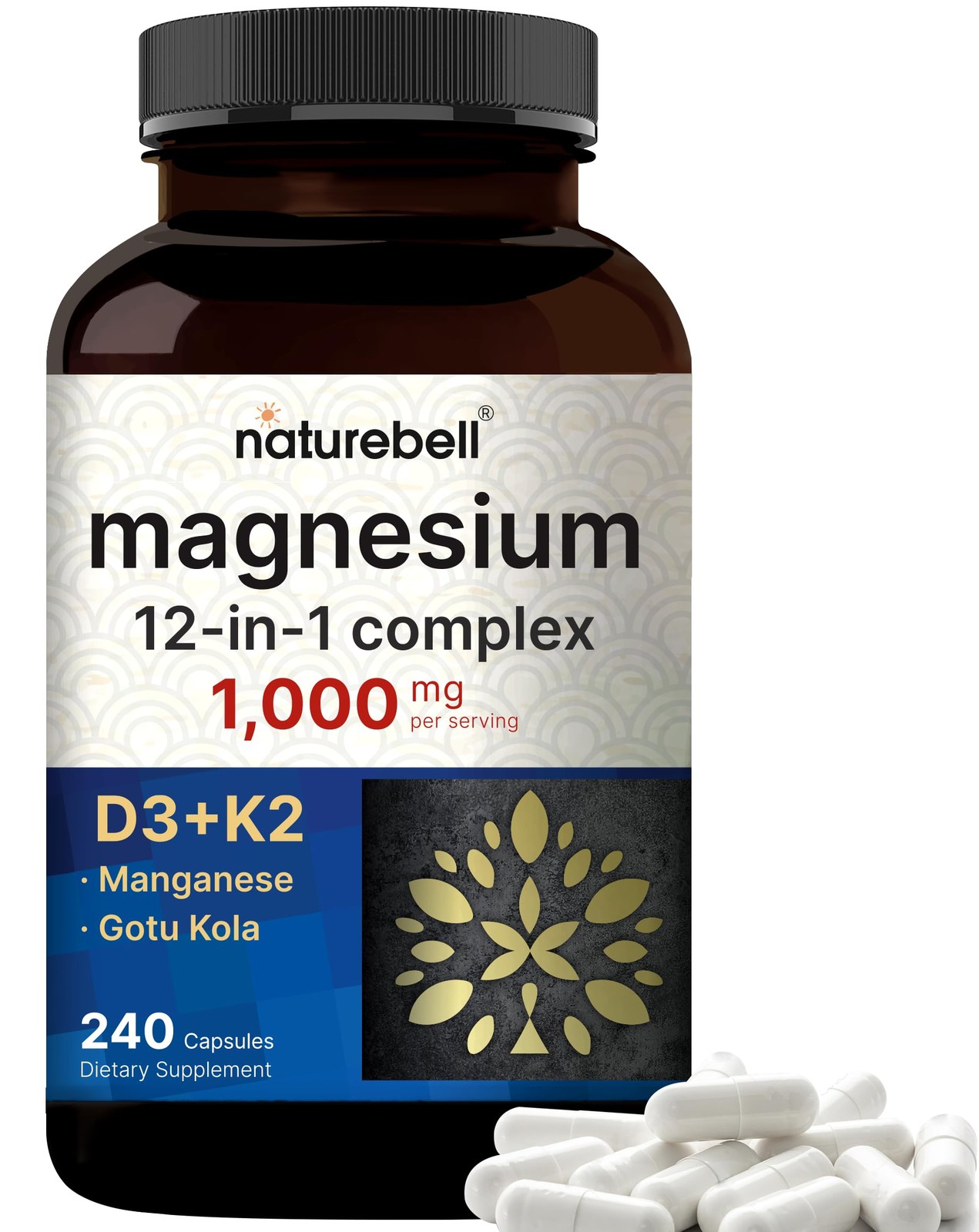 NatureBell 12-in-1 Magnesium Complex 1000mg, 4-Months 240 Count (Pack of 1)