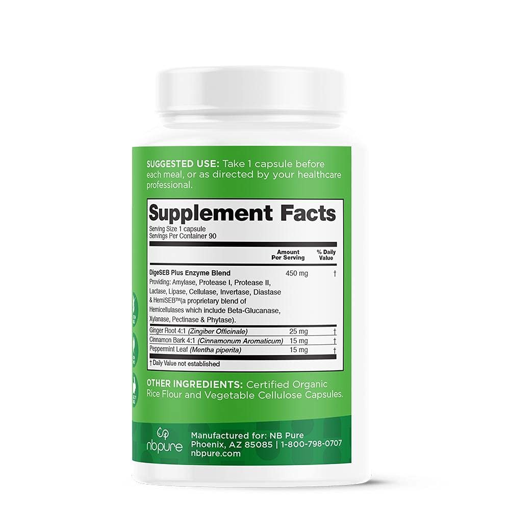 nbpure Vegan Digestive Enzyme Complex – Daily 90 Count (Pack of 1), No Color