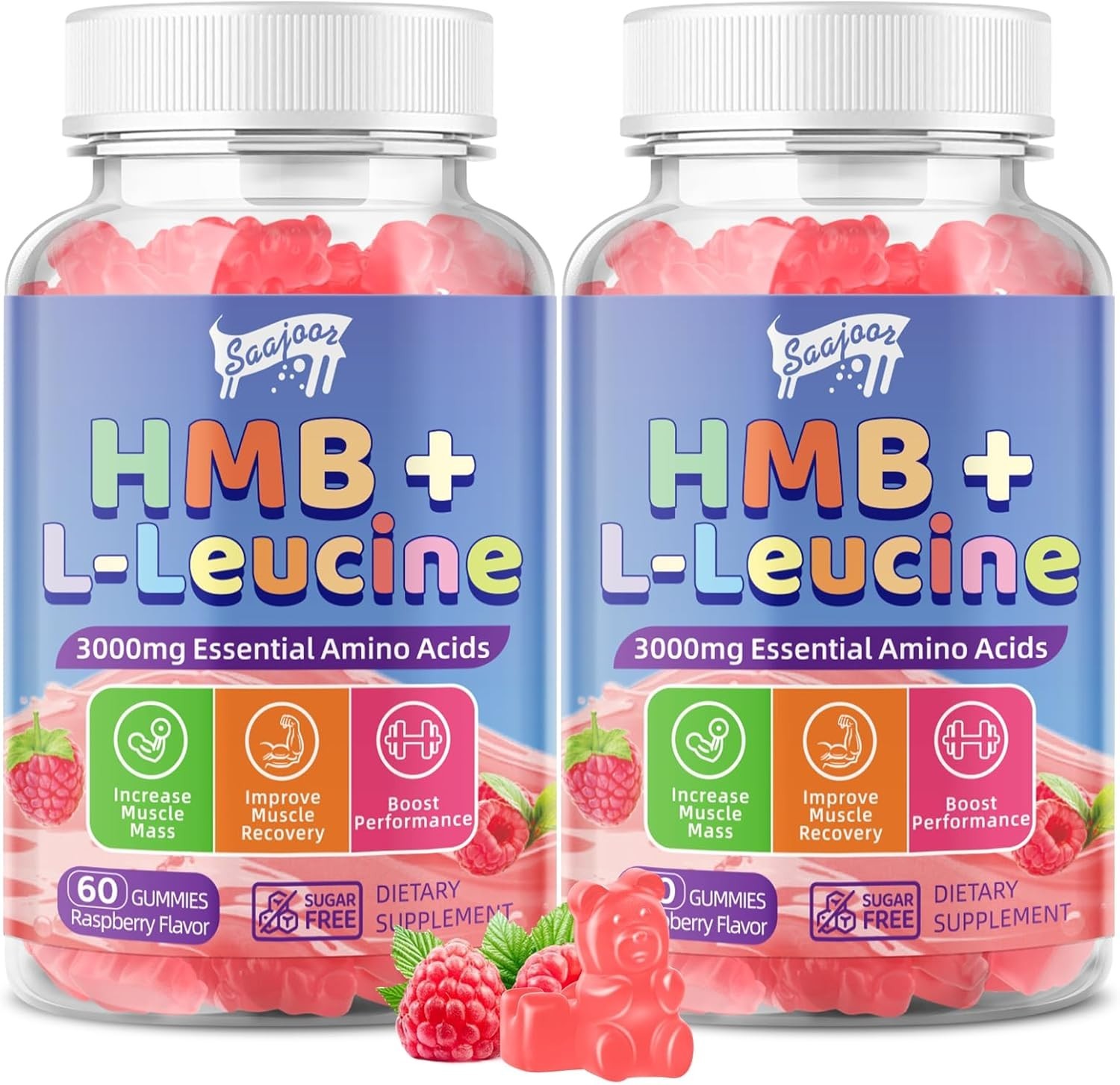 2 Pack HMB and L-Leucine 3000mg with Calcium Gummies