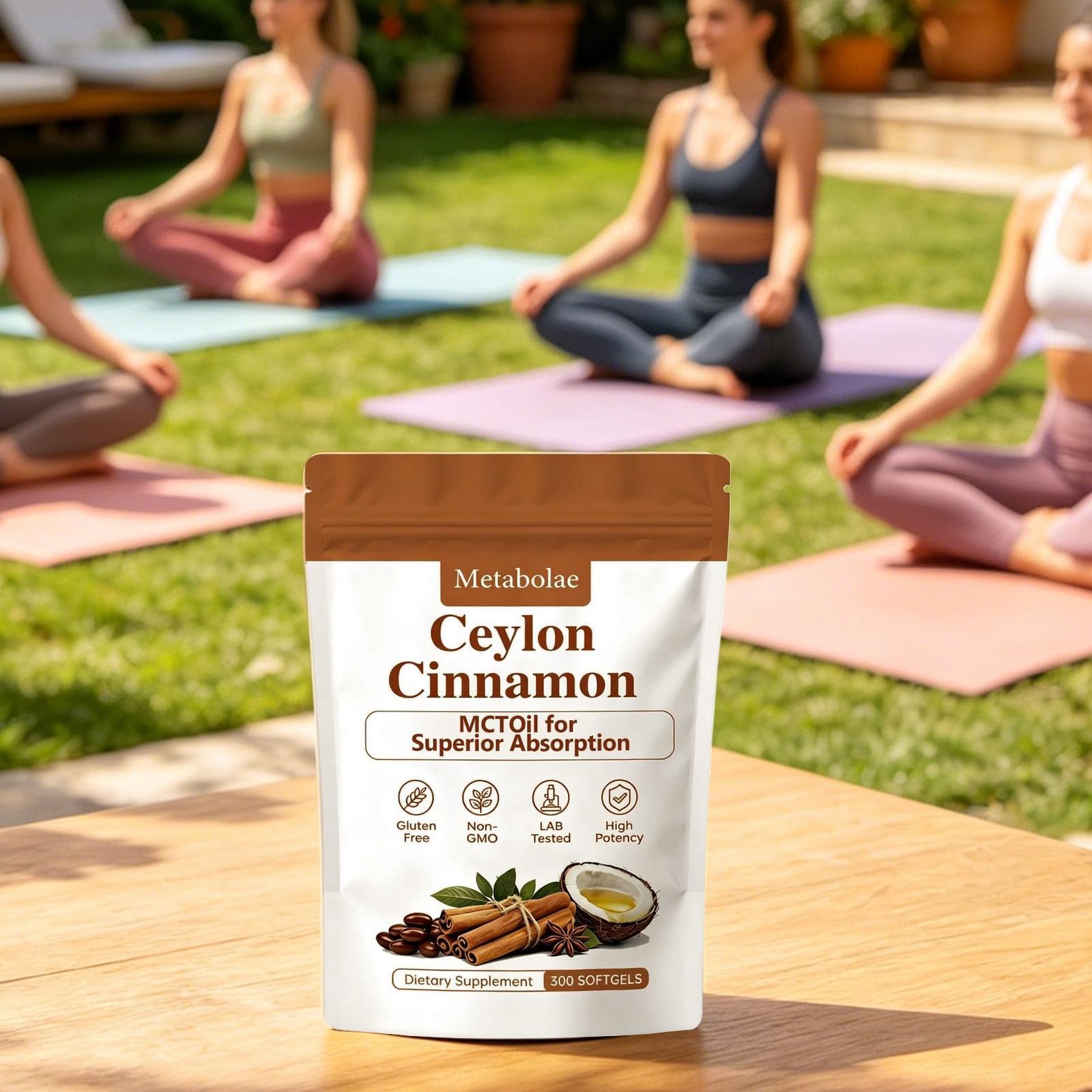Ceylon Metabolae Cinnamon Capsules With MCT Oil, Non-GMO, Gluten Free, 300pcs