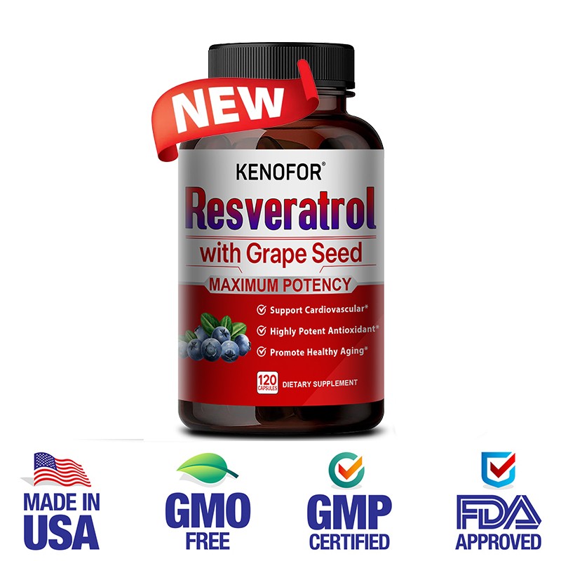 Resveratrol Capsules Anti-Aging Antioxidant, Brain Support, Radiant Skin 120Caps