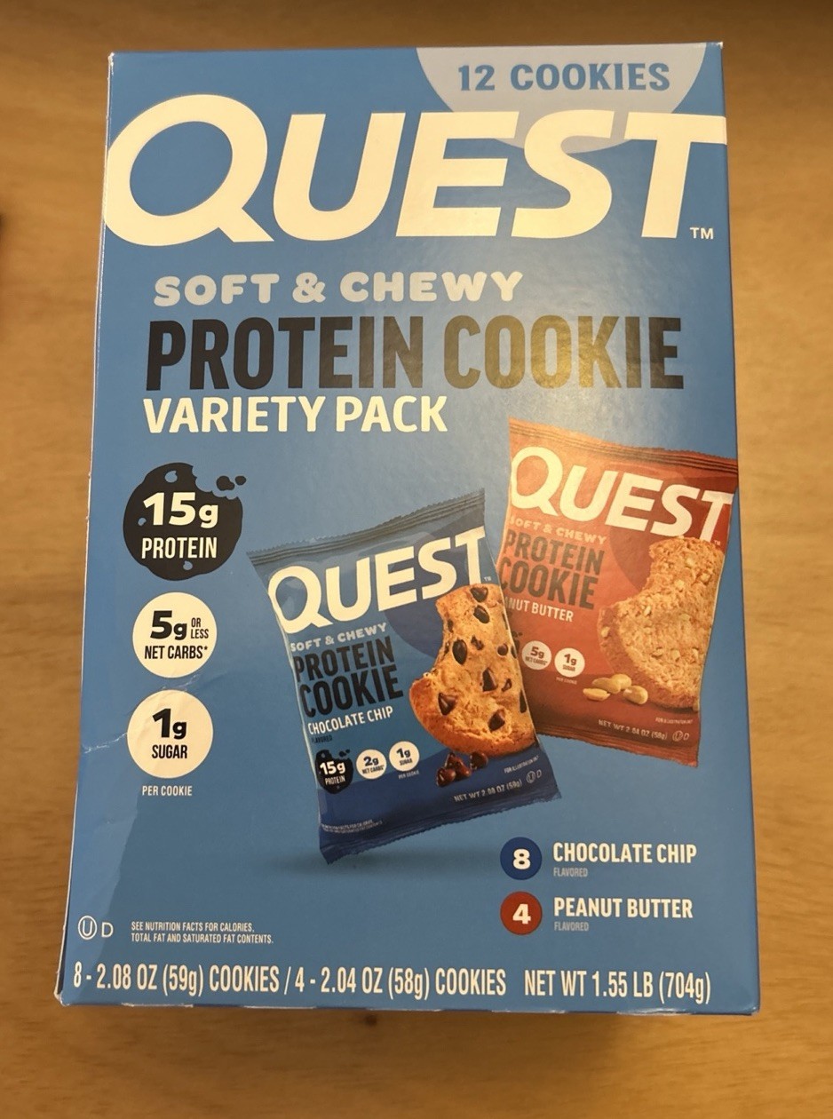 New Quest 10 Pack Soft & Chewy Cookies Chocolate Chip Peanut Butter 15 Protein