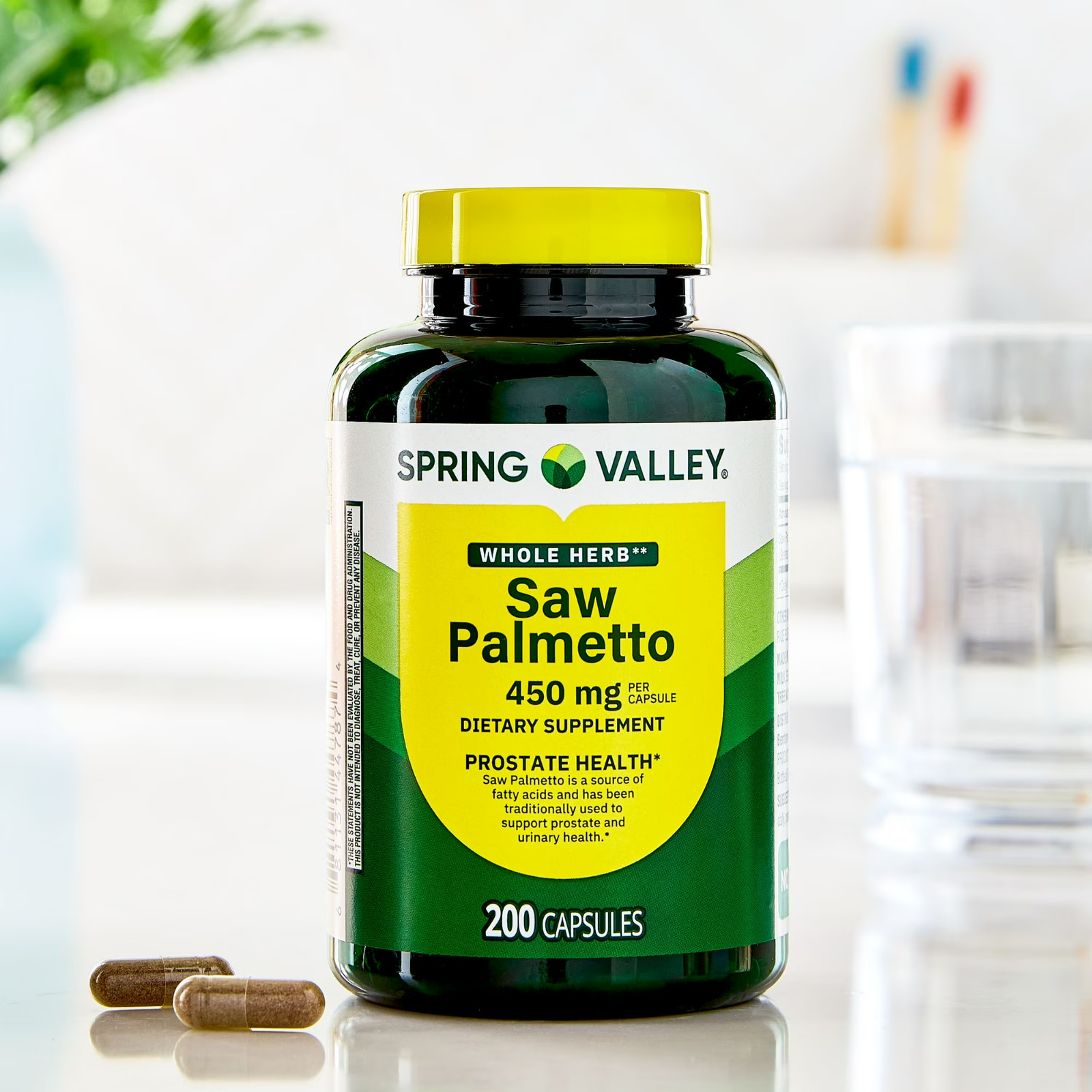 Spring Valley Whole Herb Saw Palmetto 450 mg Dietary Supplement 200 Capsules