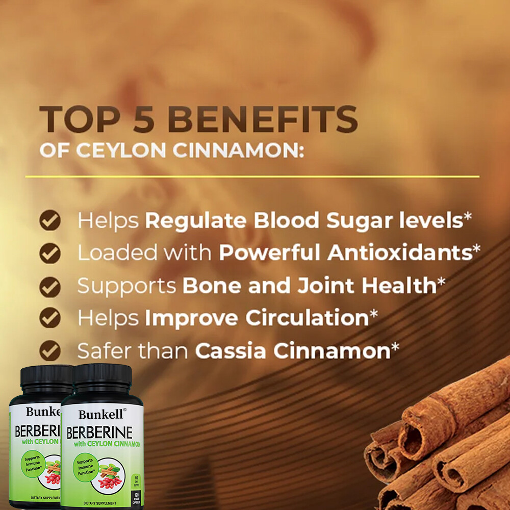 1200MG BERBERINE HCL with CEYLON CINNAMON capsules Supports immune Function