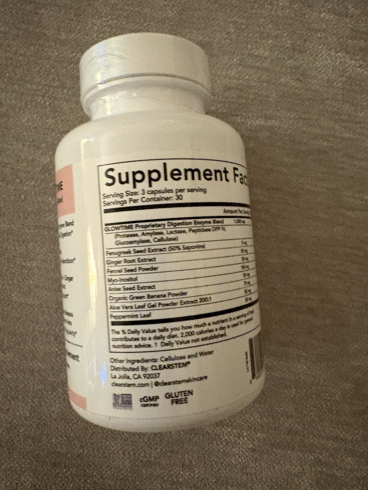CLEARSTEM Glowtime Digestive Enzyme & Probiotic Blend – 30 Servings – New/Sealed