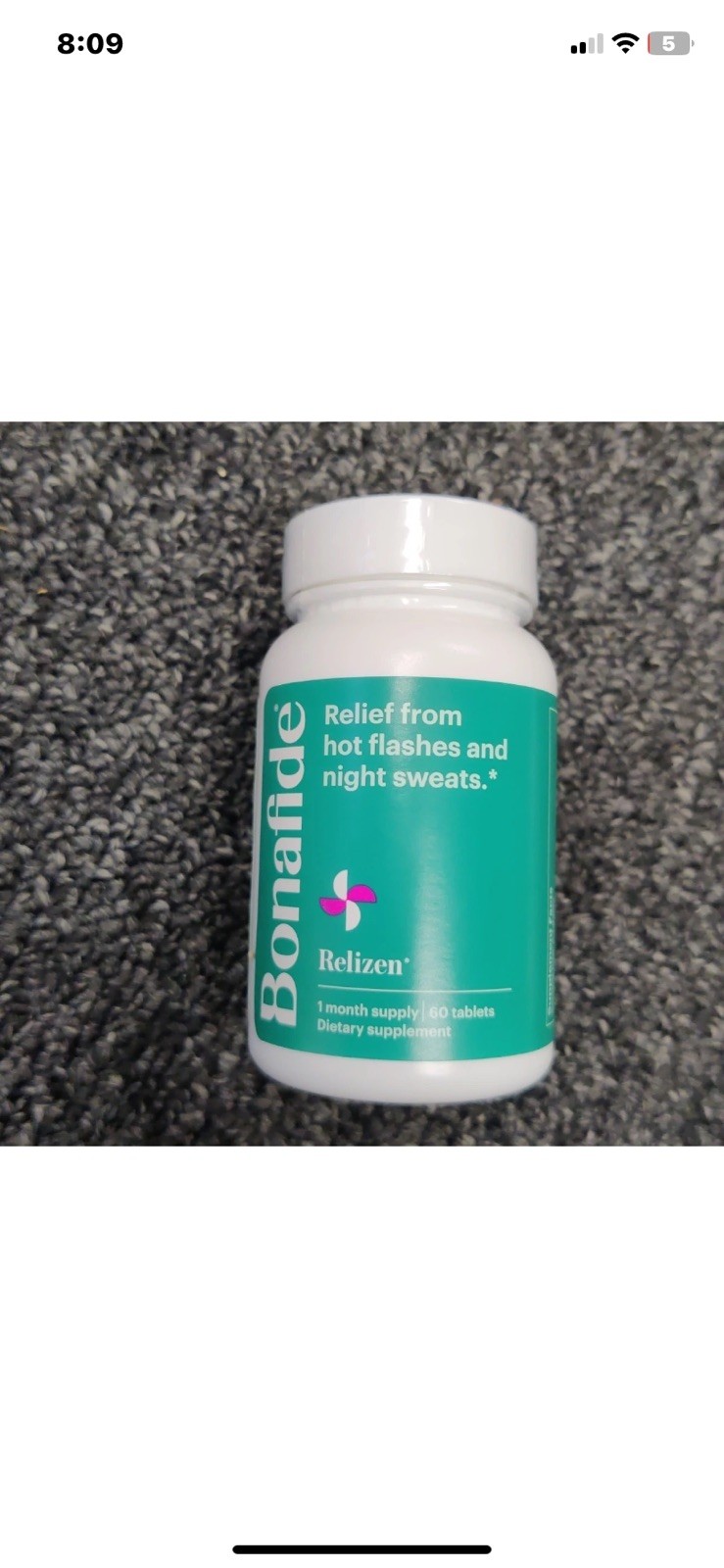 RELIZEN BONAFIDE Hormone Free Relief Hot Flashes & Night Sweats 60ct 8/06/26