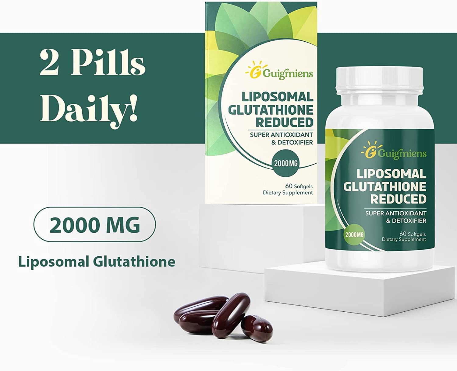 LIPOSOMAL GLUTATHIONE 2000mg Resveratrol + Collagen + Hyaluronic Acid Anti Aging