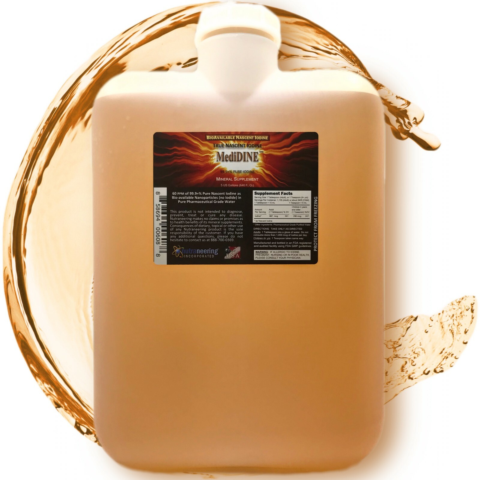 MediDINE™ True Nascent Iodine Dietary Supplement – 0.006% – 5 Gallons in Plastic
