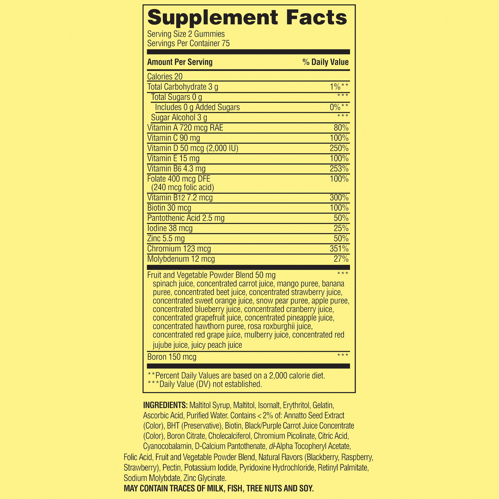 Spring Valley Zero Sugar Men’s Multi Gummy, 150 Count,Adult