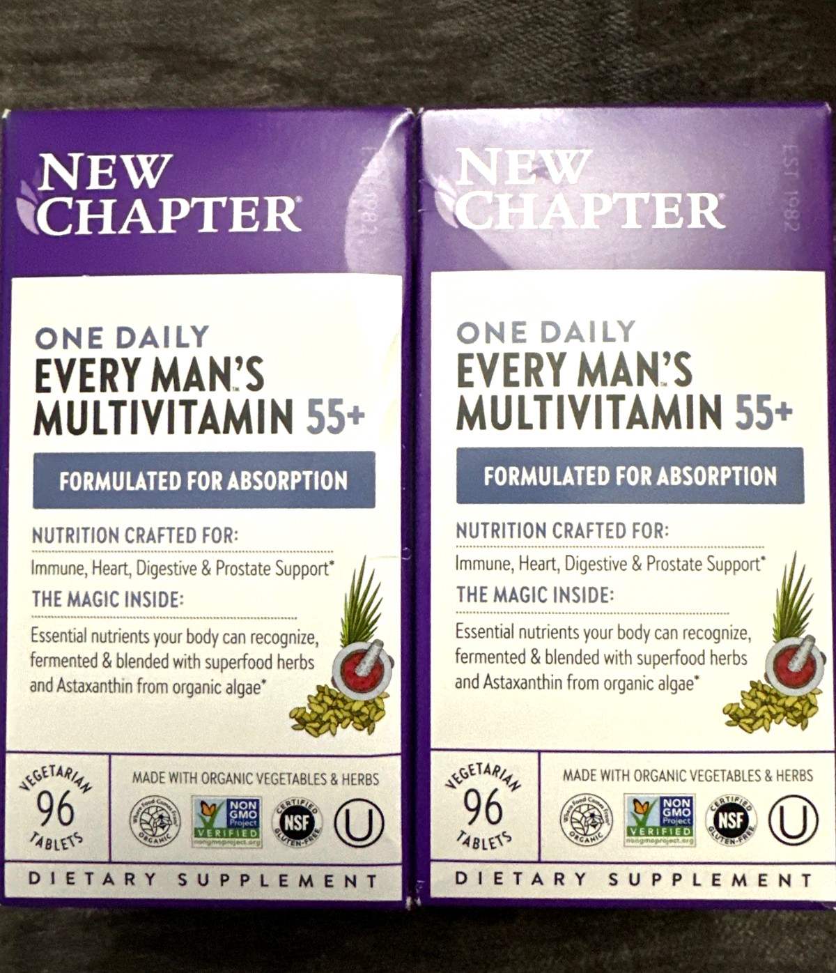 Set of 2 New Chapter Every Man’s One Daily 55+ Multivitamin 96 Tablets-Exp 03/27