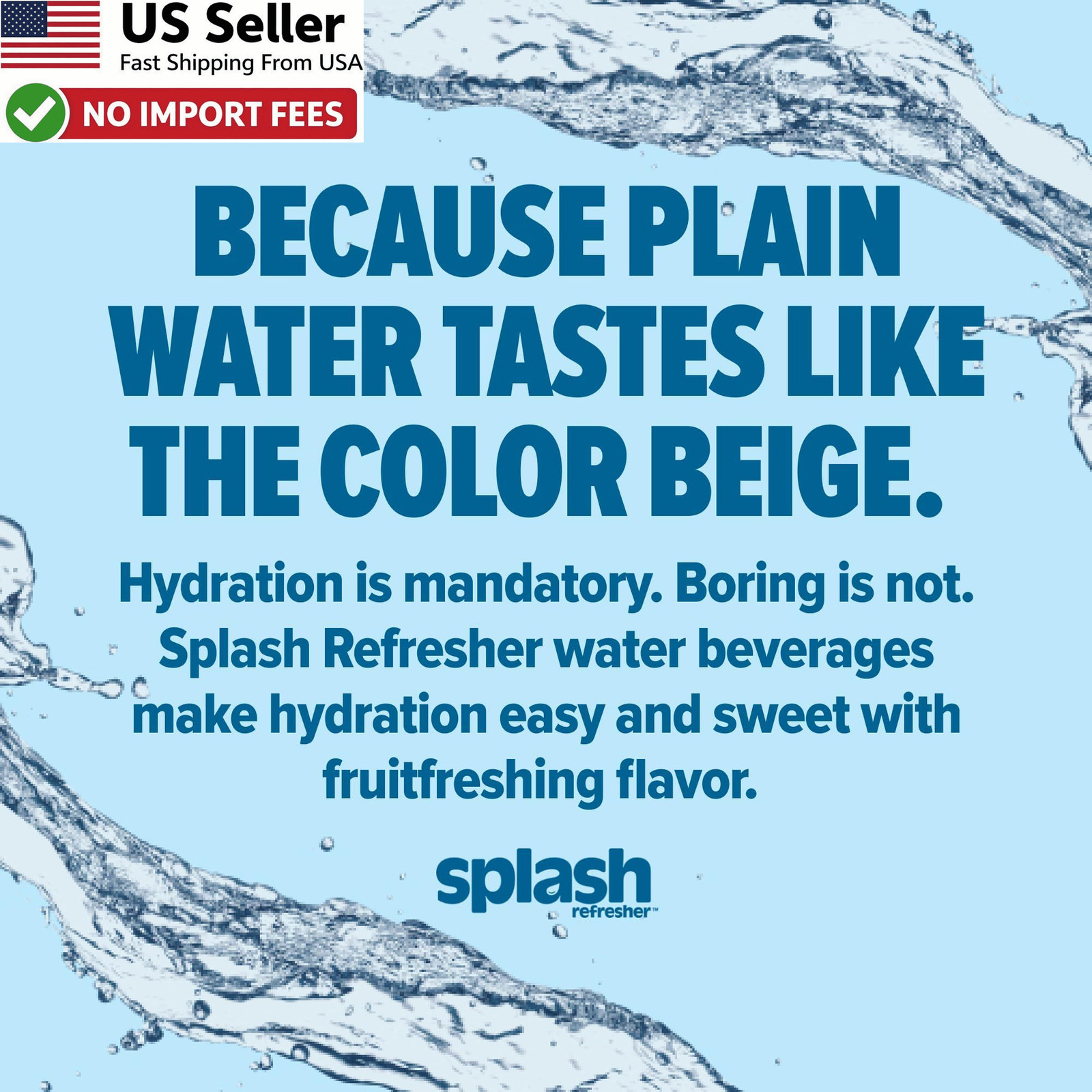 Splash Refresher Mandarin Orange Flavored Water 16.9 Oz 6-Pack Zero Sugar FRM US