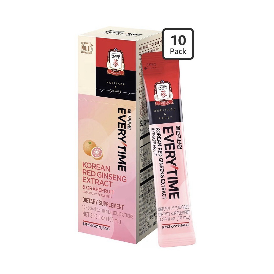 Jung Kwan Jang Everytime Korean Red Ginseng Extract Grapefruit 1050mg 10 Pack