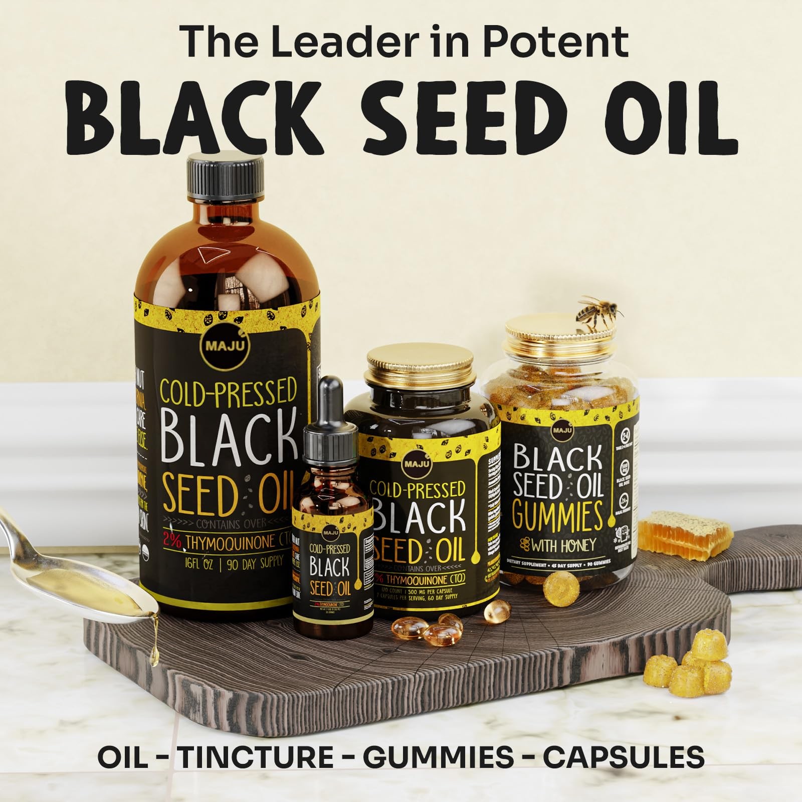 Maju Superfoods Majus Black Seed Oil 16Oz 3X Thymoquinone Cold Pressed 100