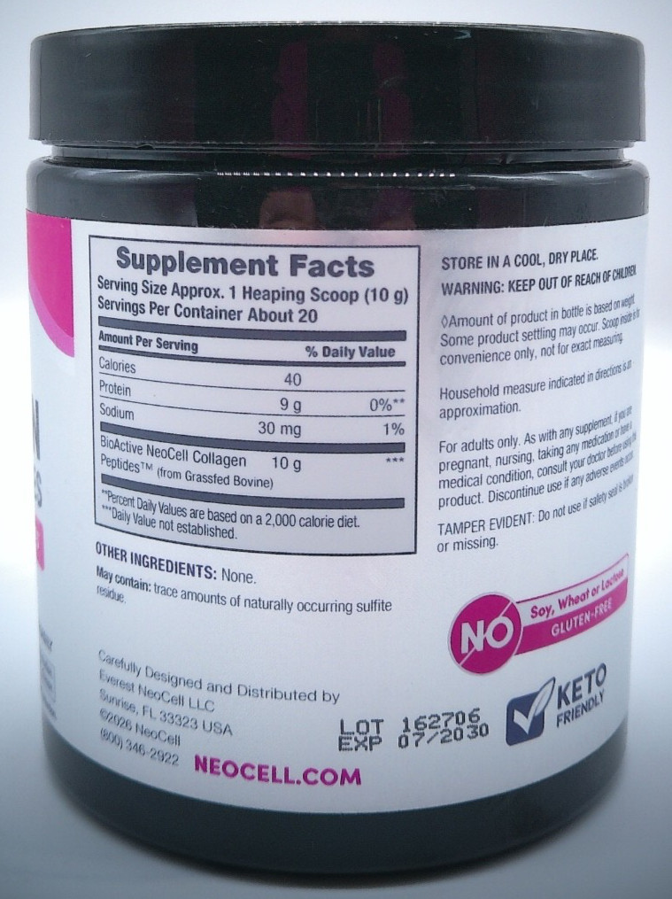 NeoCell Grassfed Collagen Peptides, Unflavored, 7 Oz. Each, Exp. 10/29+