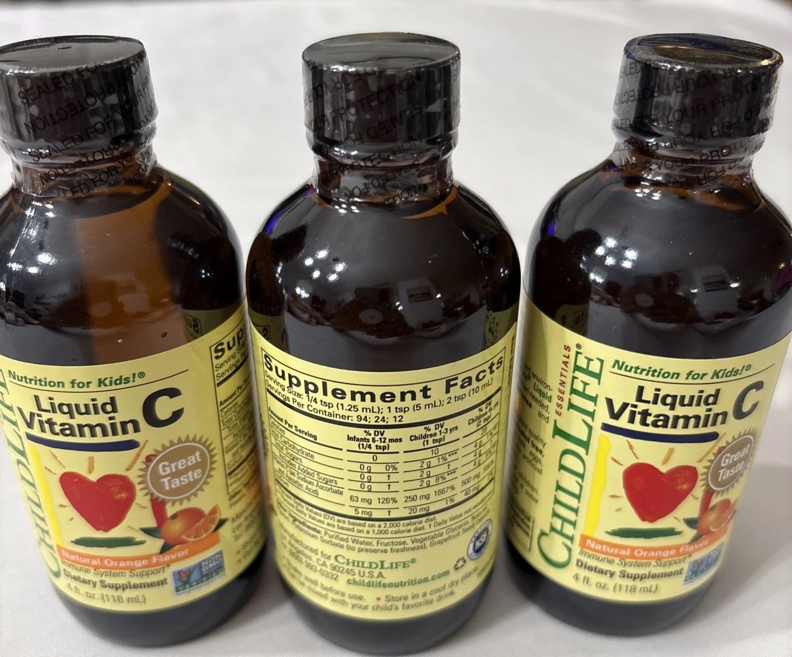 ChildLife Liquid Vitamin C – Natural Orange Flavor 4 Fl oz – Pack of 3