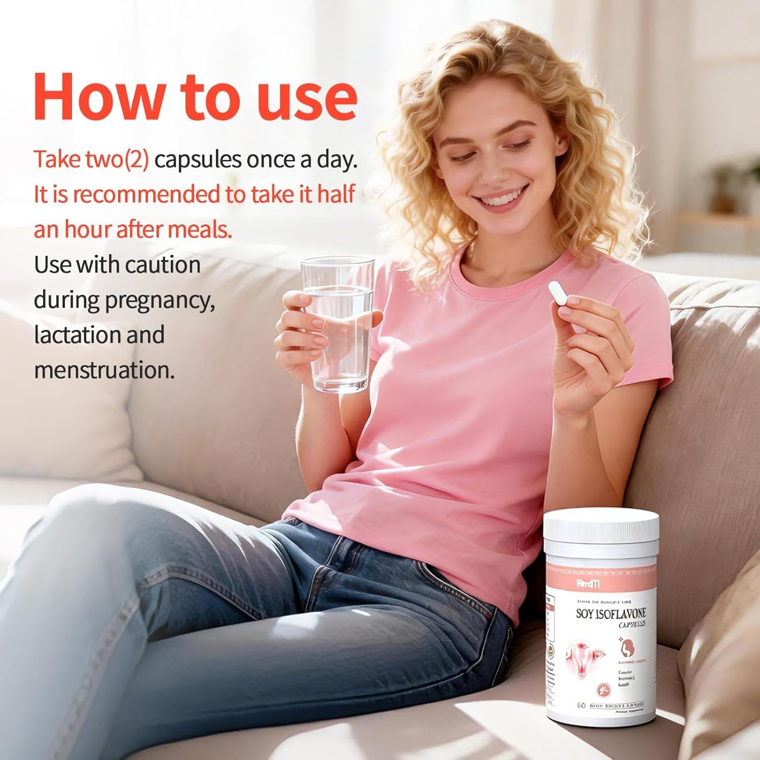 Soy Isoflavones Capsules, Menopause Supplement for Women, Gluten Free, Hot Fl…