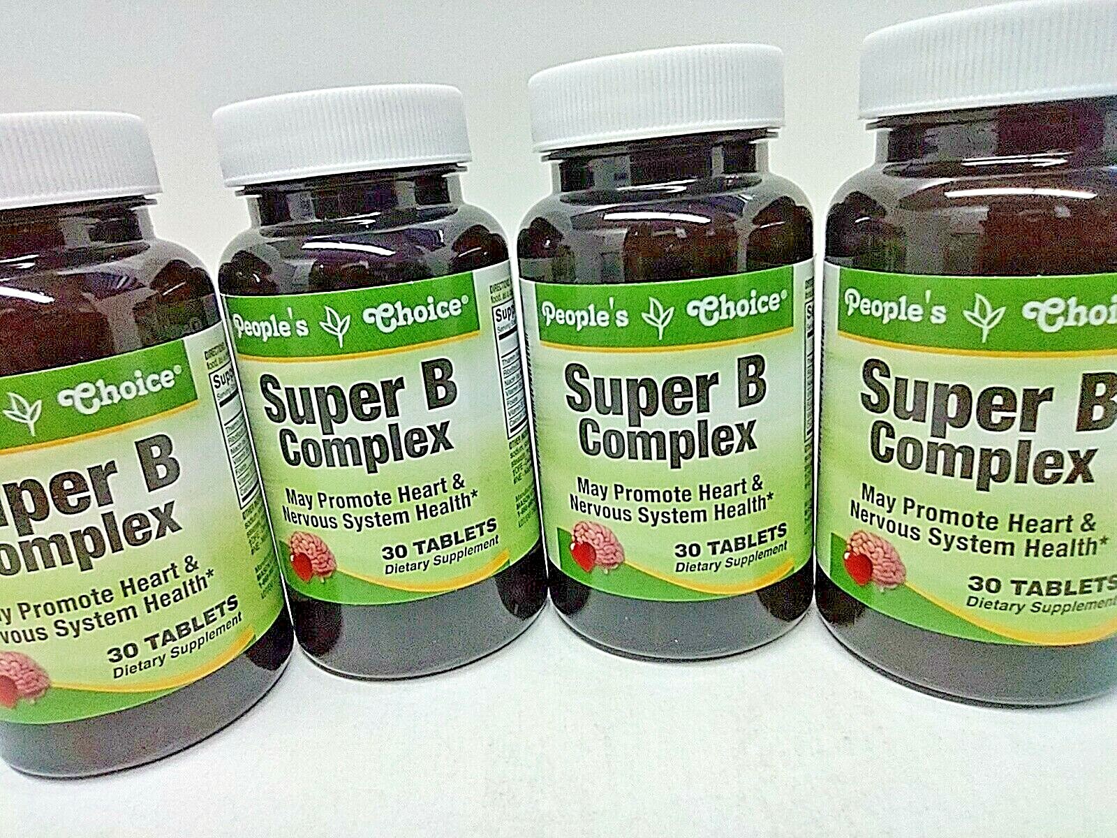 LOT 4 x Super B Complex 30 Tablets/Bottle Vitamin B1,B2,B6,B12,Niacin NEW SEALED