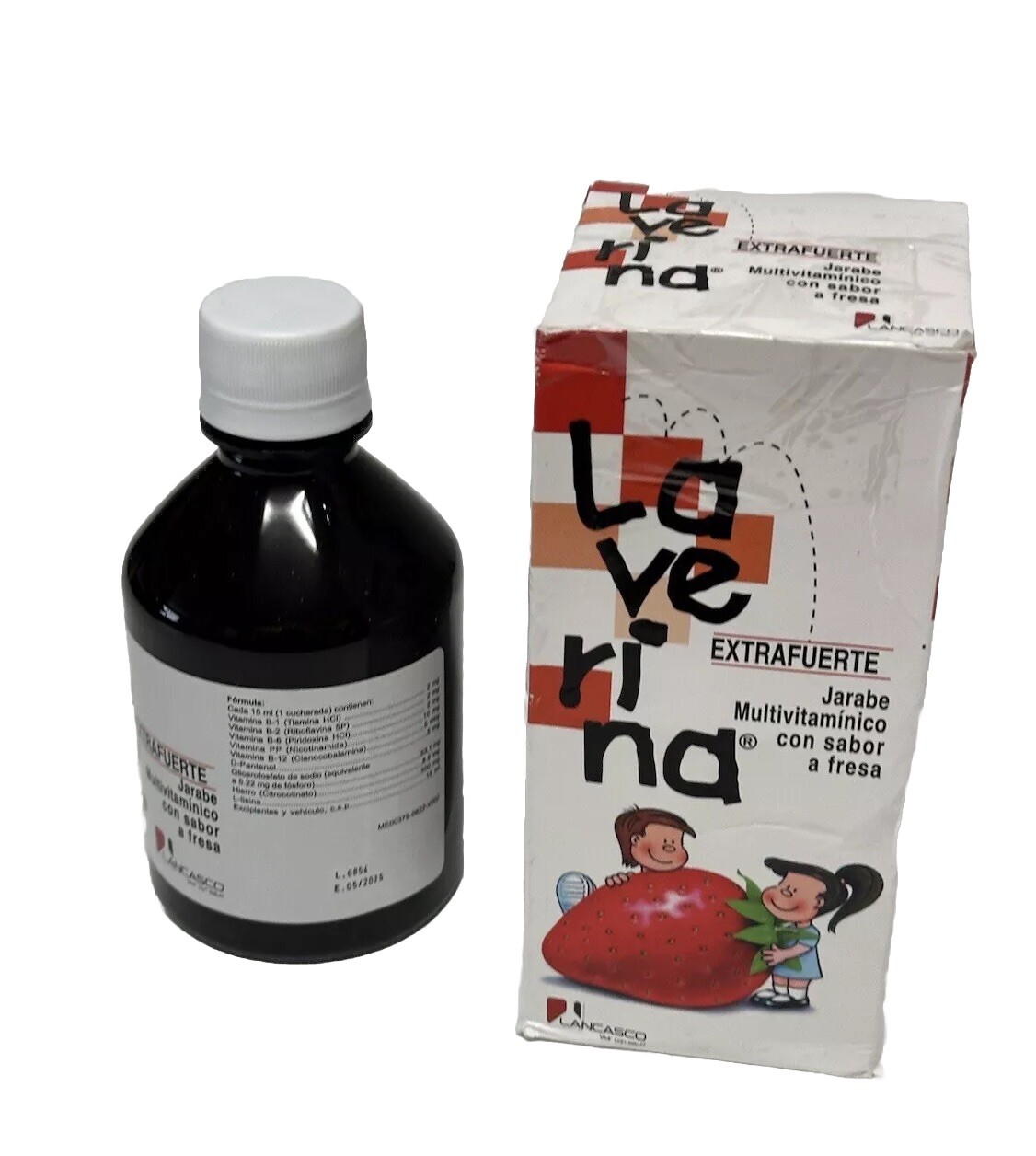 LAVERINA EXTRA STRONG MULTIVITAMIN B1,B2,B12,IRON, SYRUP SAVOR STRAWBERRY 240ml