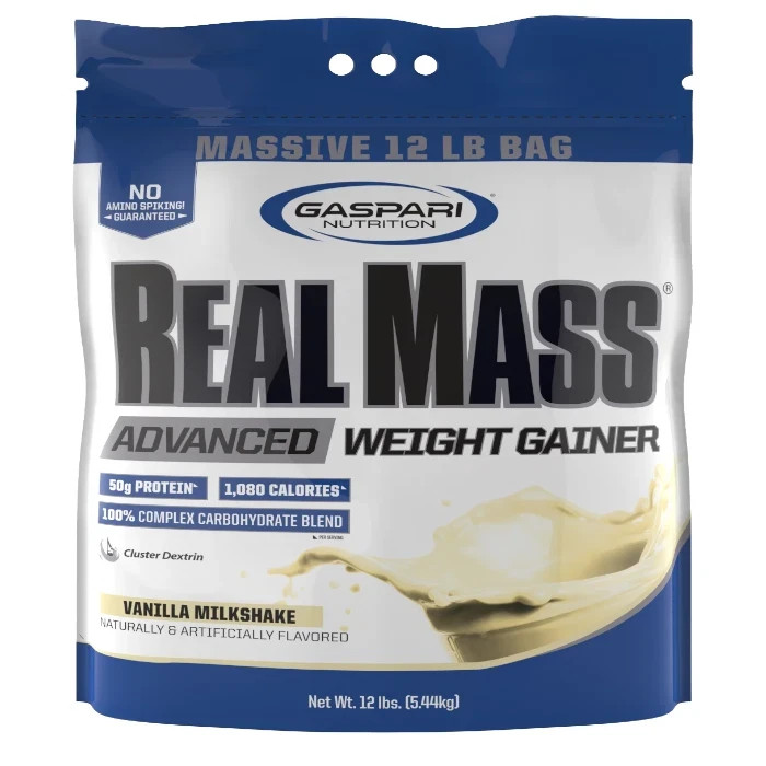 Gaspari Nutrition Real Mass Advanced Weight Gainer Vanilla Milkshake 12 lbs