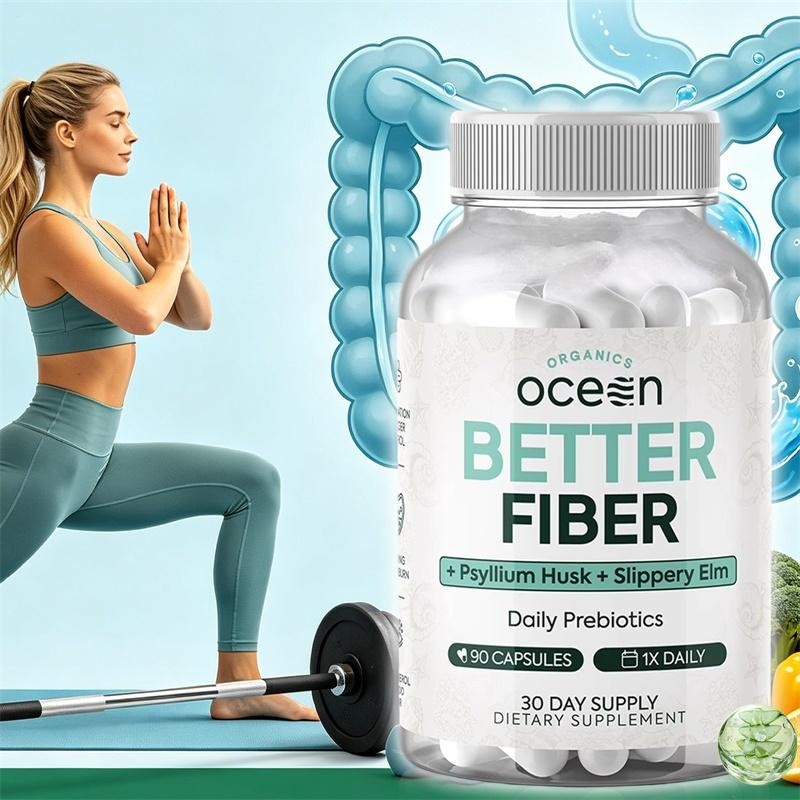 3Pack Organics Ocean Better Fiber 90 Caps Psyllium Slippery Elm Stool Support