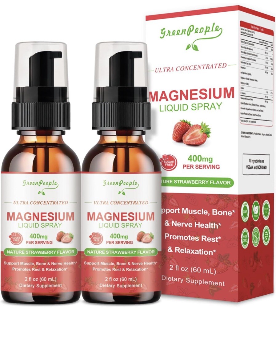 Magnesium Liquid Spray/400mg/Nature Strawberry Flavor/2 fl. oz/2 Pk./BB 01/2026