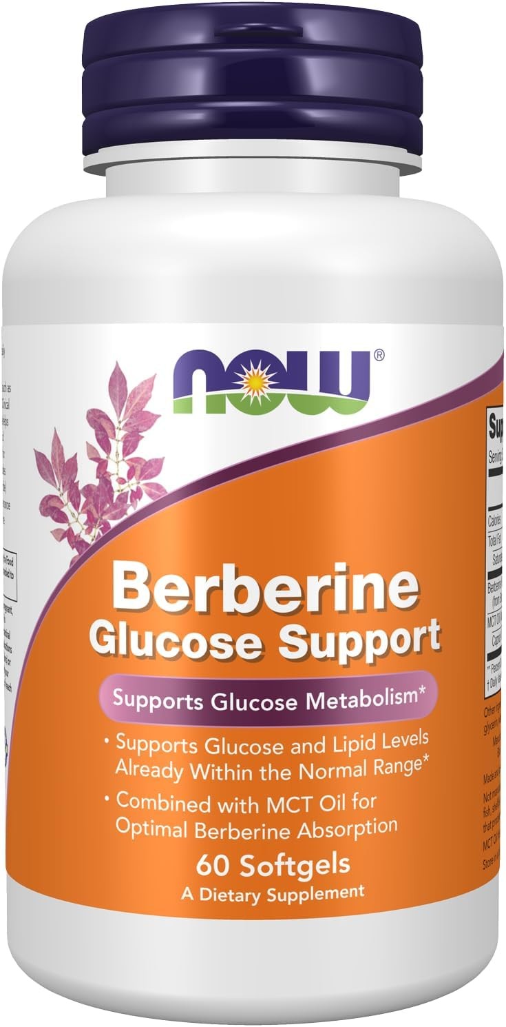 Now Supplemnets, Berberine Glucose Support MCT Oil, 60 Softgels EXP 10/27