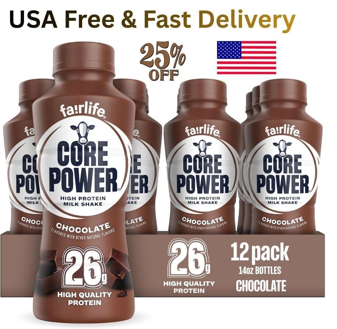 Core Power Protein Shake, Chocolate, 26g Bottle, 14oz, 12 Pack