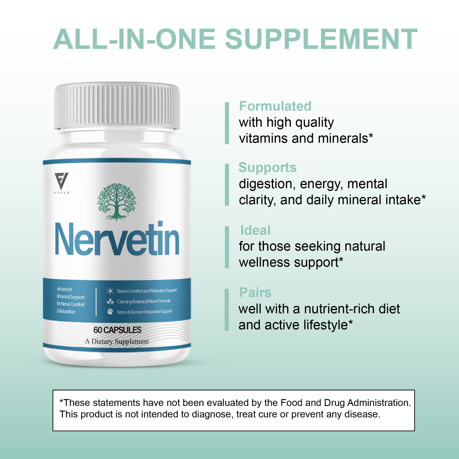 (5 Pack) Nervetin Nootropic Supplement, Nervetin Maximum Strength (300 Capsules)