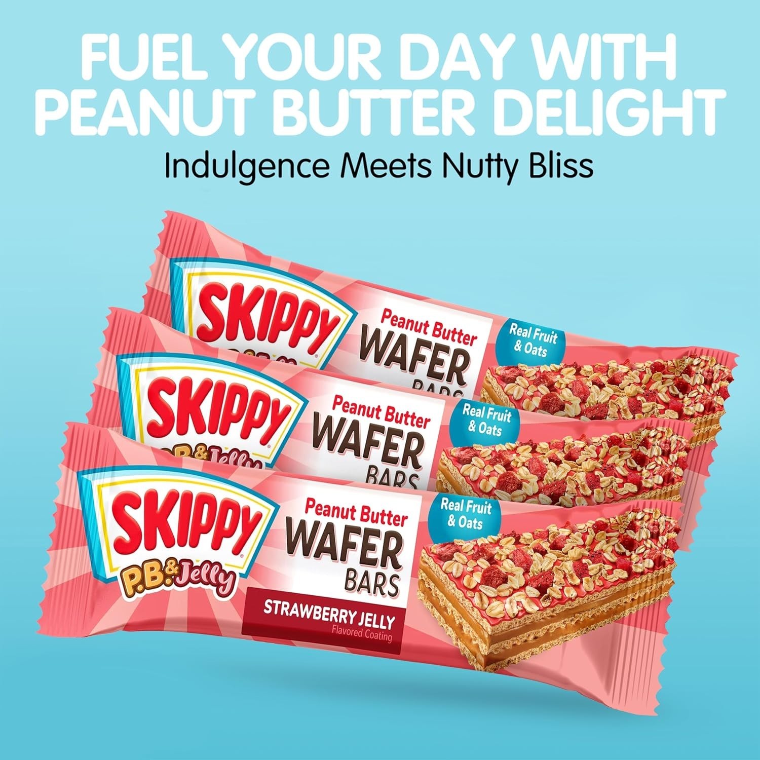 Nutritious P.B. & Jelly Wafer Bars – Strawberry Flavor, 6 Individually Wrapped