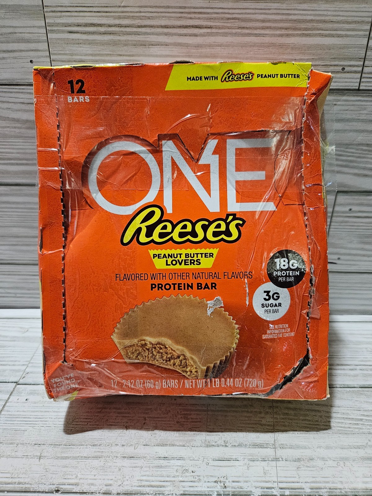 Box of 12 One Reese’s Peanut Butter Lovers 18g Protein Bars 2.12 oz each 10/2026