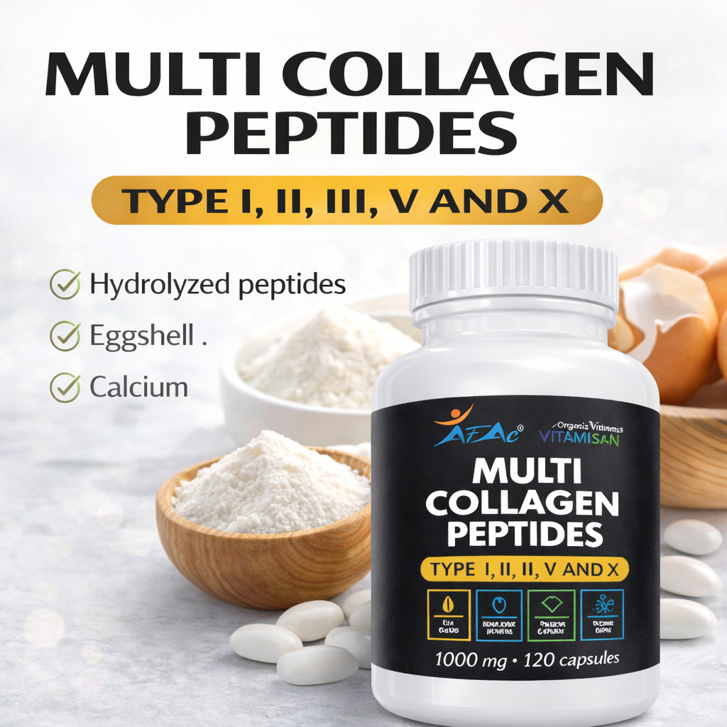 Collagen PEPTIDES Types I, II, III, V, X Colagen Anti aging support skin 120 CT