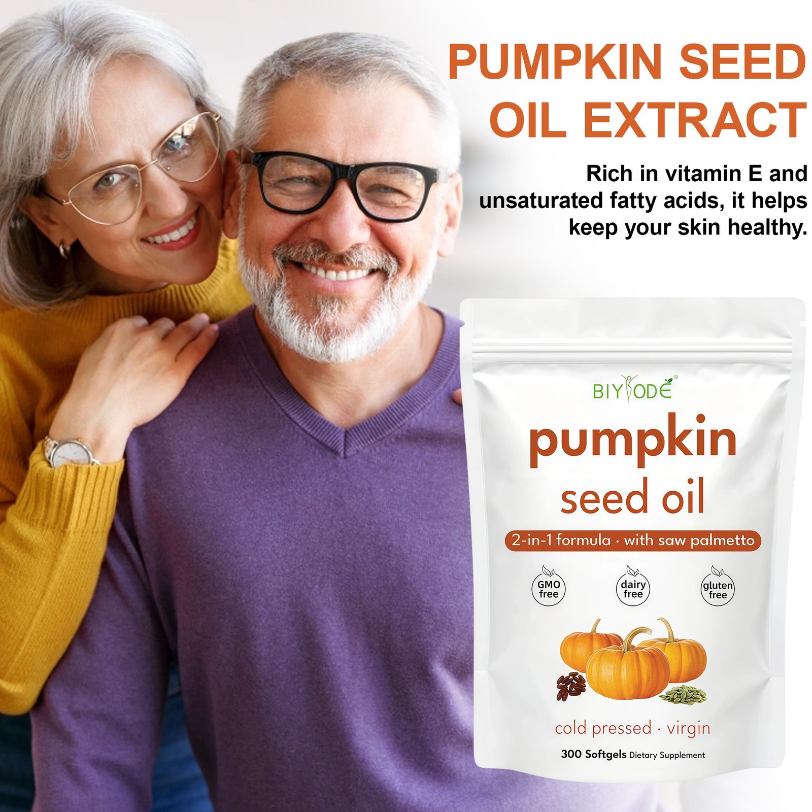 1/2X Seed Pumpkin Oil with Saw Palmetto 300Softgels | 3000 mg Herbal Supplement