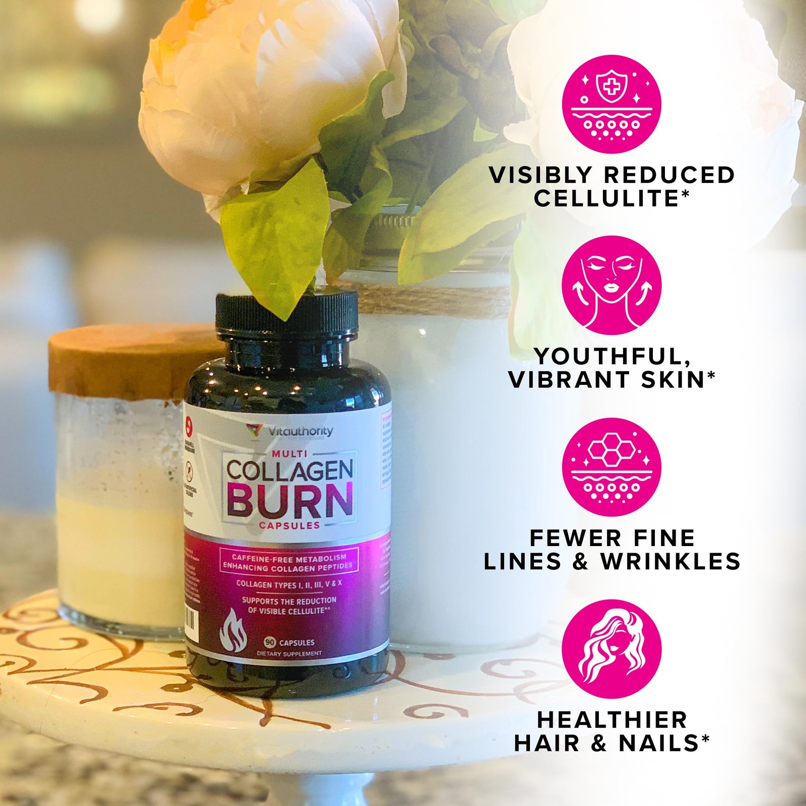 Multi Collagen Burn: Hydrolyzed Protein Peptides, Hyaluronic Acid, Type I,II,III