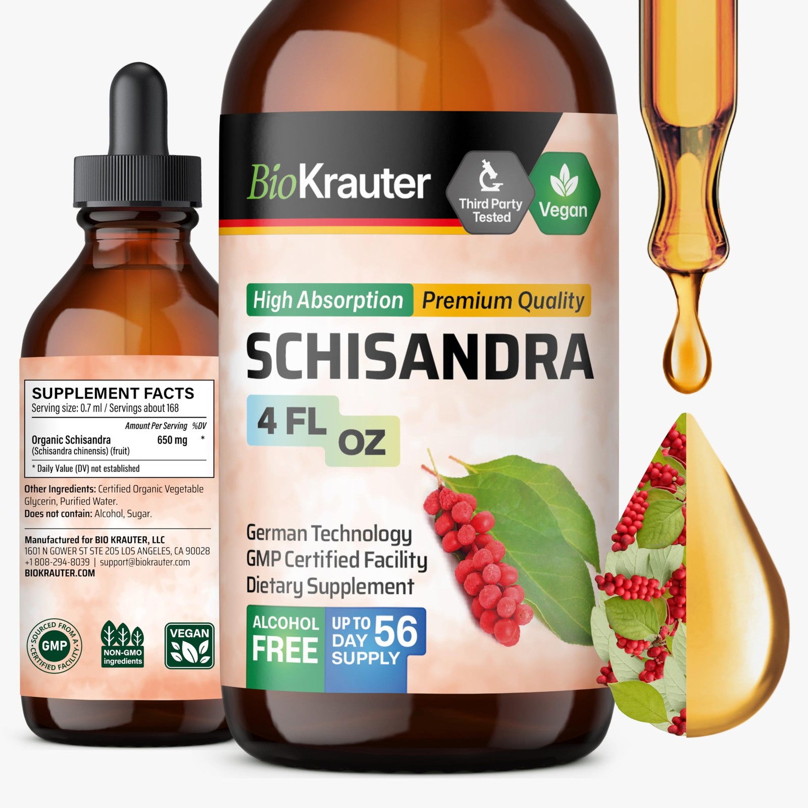 BIO KRAUTER® Schisandra for Calm & Relaxation – Pure 4 Fl Oz (Pack of 1)