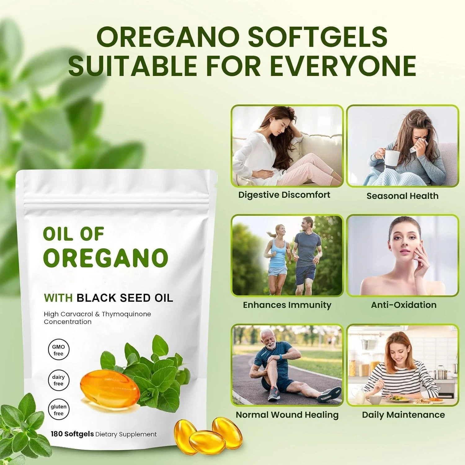 Resilia Oil Of Oregano With Black Seed Oil 180 count 6,000MG
