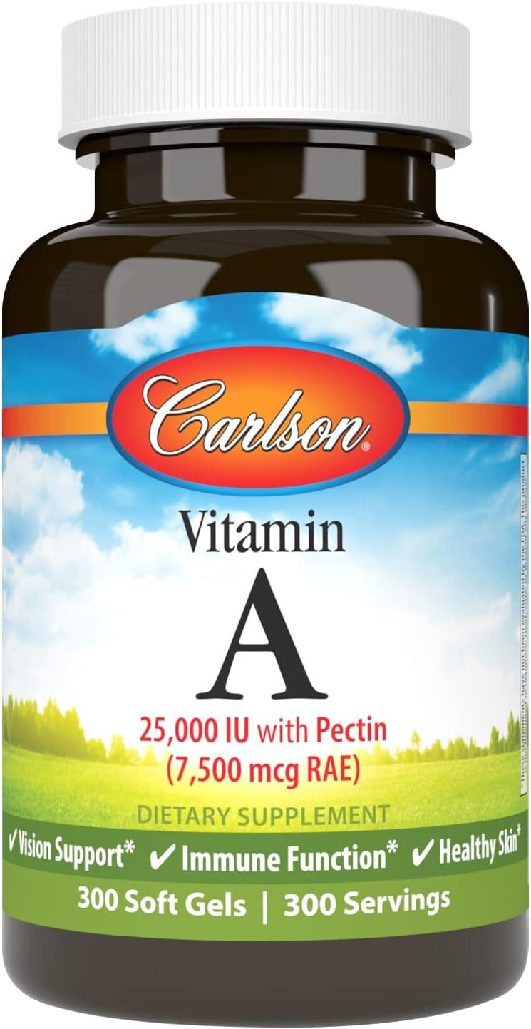 Carlson Labs Vitamin A with Pectin, 25000 IU, 300 Softgels Free Delivery
