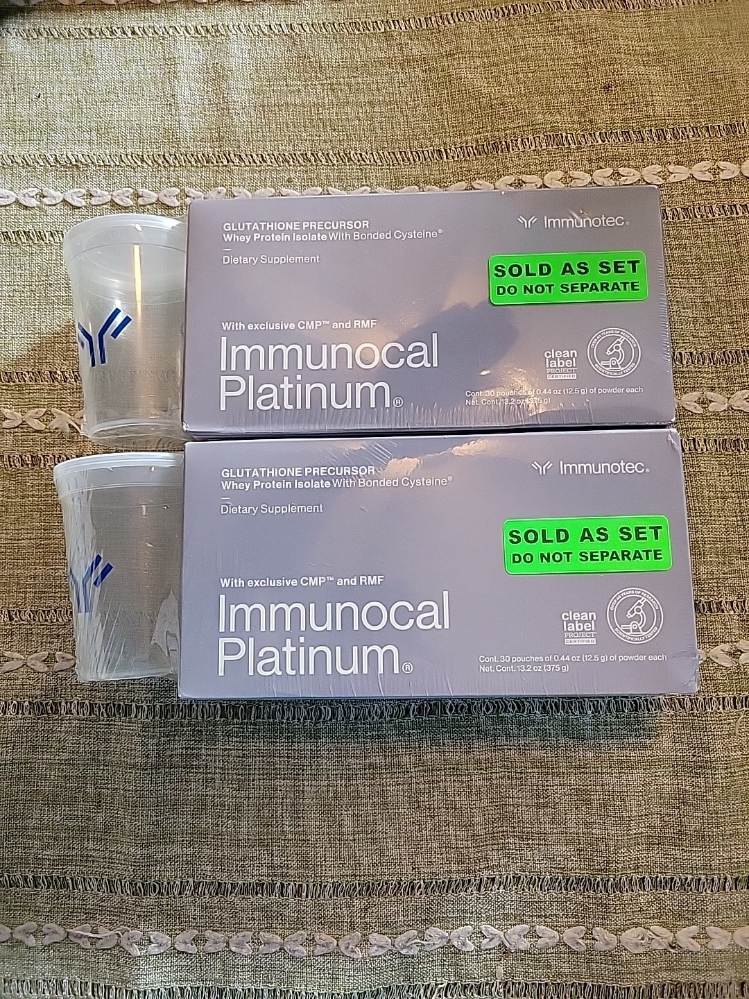 Immunotec: Immunocal Platinum. 2 boxes. Brand New With Mixing Cup. 30 Pouches Ea