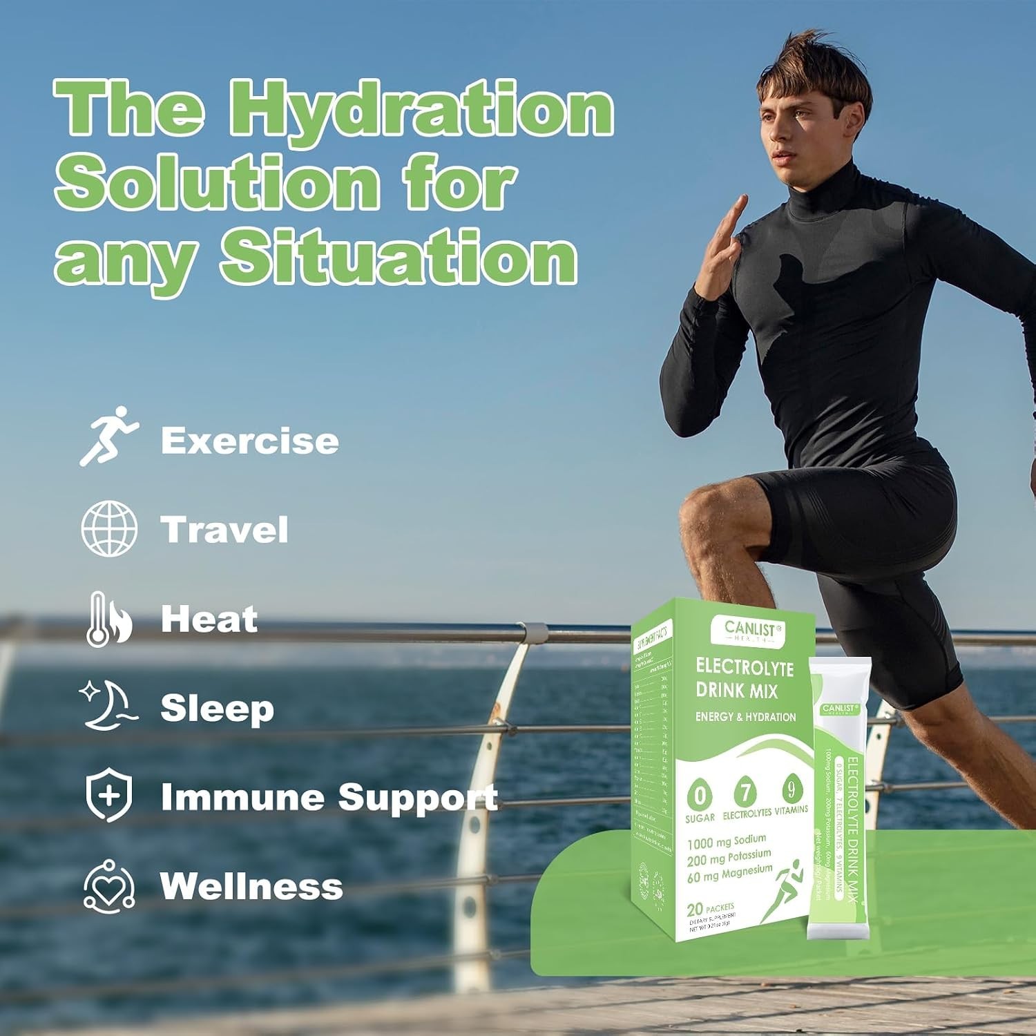Electrolyte Mix Powder – Sugar-Free & GMO-Free for Quick Energy (20 Stick Packs)