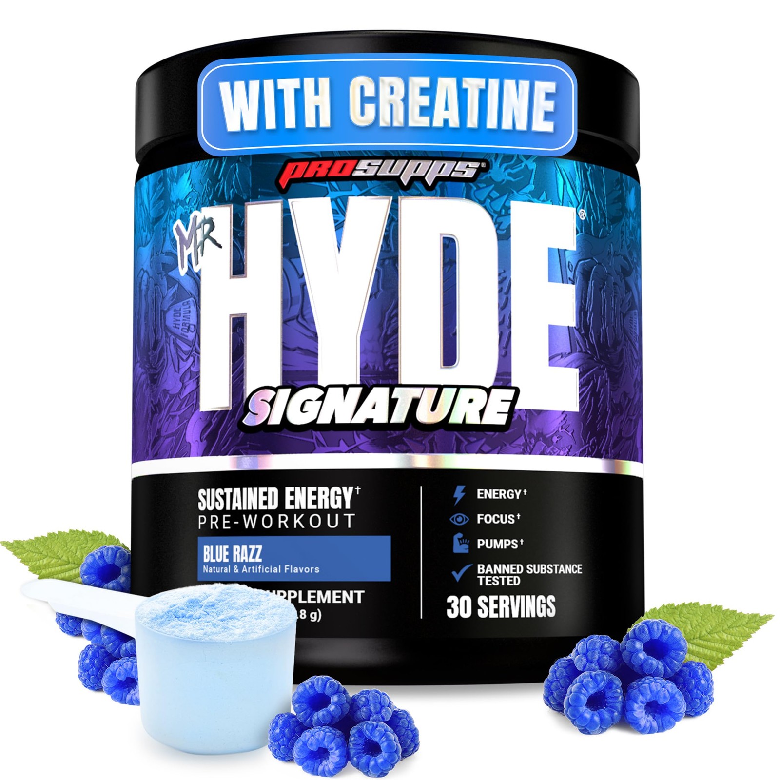 ProSupps Mr. Hyde Signature Pre Workout 30 Servings (Pack of 1), Blue Razz