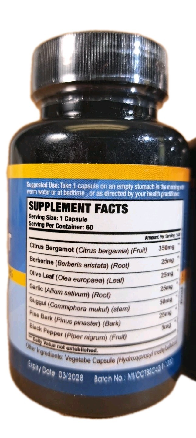 2 Packs Citrus Bergamot Extract Capsules 10300mg with Berberine, Olive, Guggu…