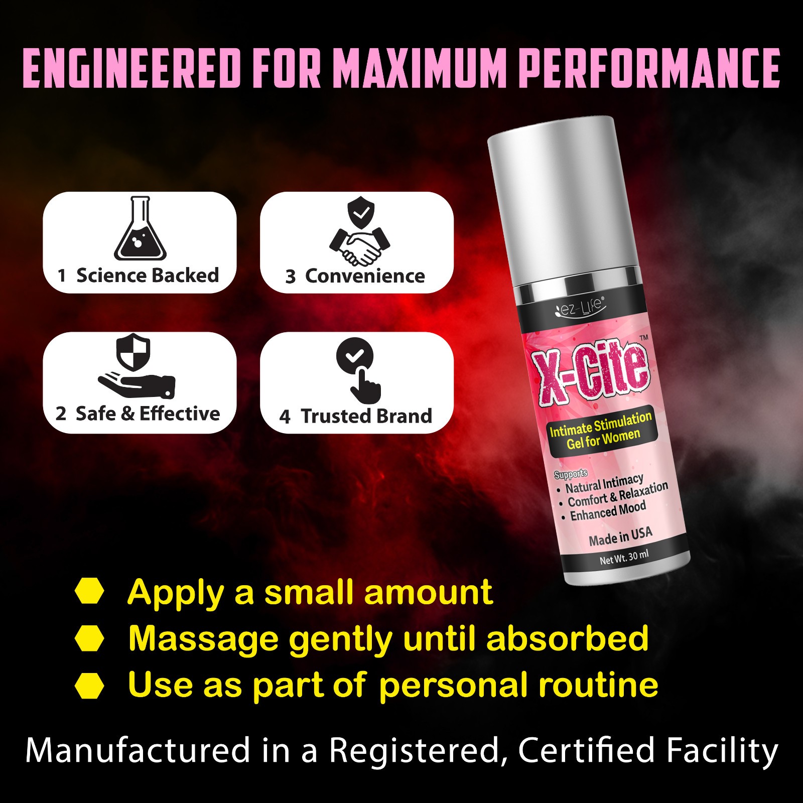 X Cite Female Stimulating Gel Intense Arousal Womens Lubricant Intimate Lube