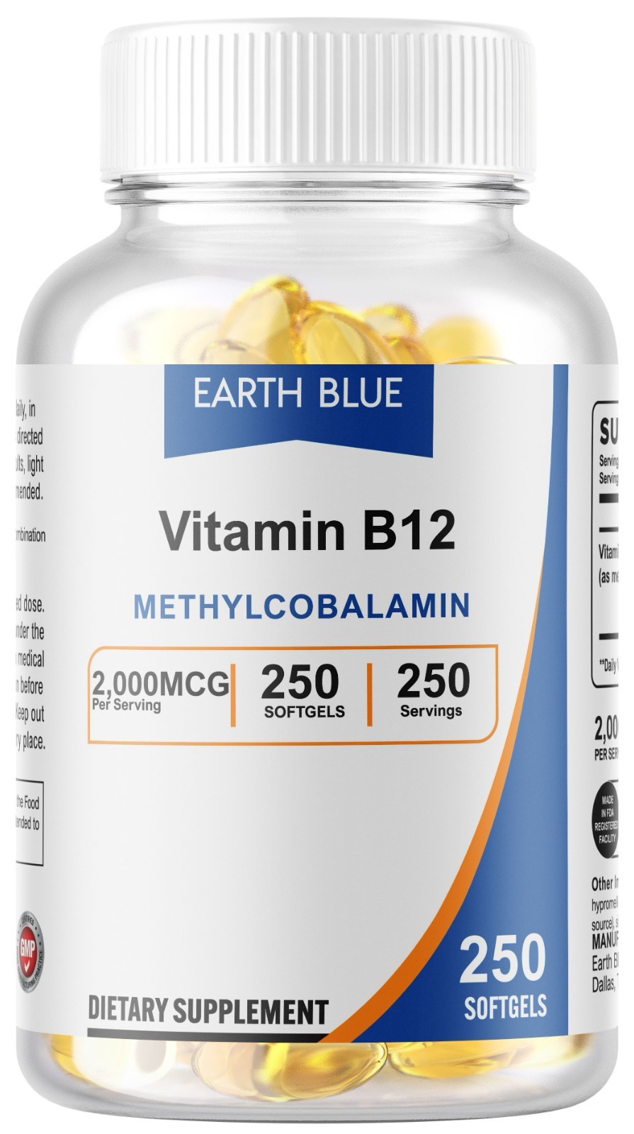 Vitamin B12 (Methylcobalamin) 2000mcg 250 Softge USA NON-GMP Vegetarian
