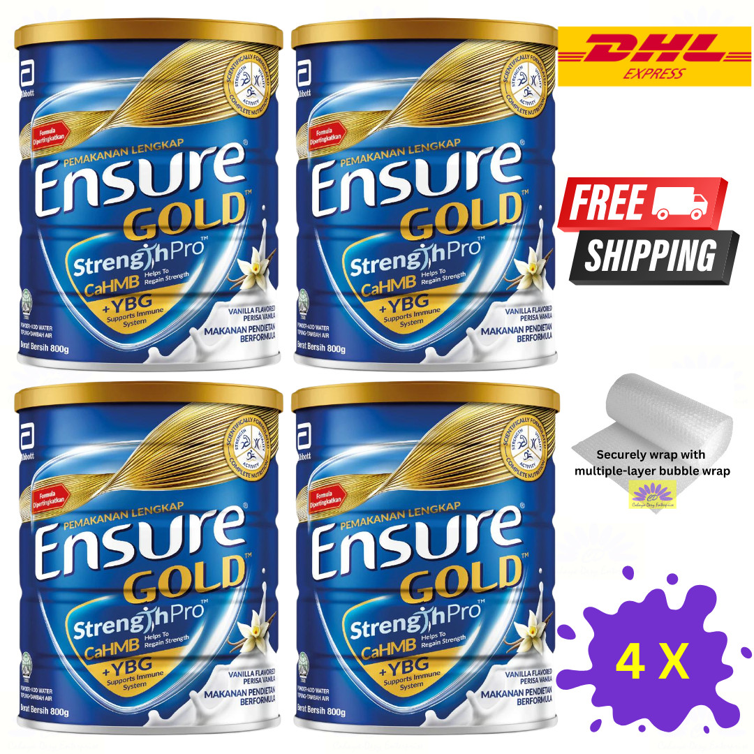4 X Abbott Ensure Gold Vanilla Milk Powder 800g for Middle-Age & Elderly