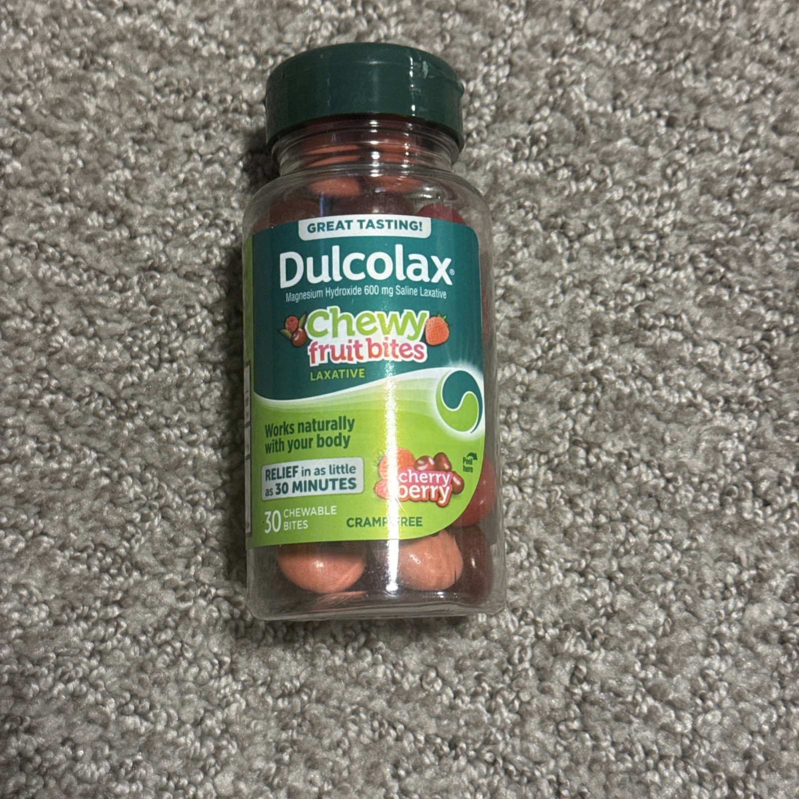 Dulcolax Saline Laxative Chewy Fruit Bites Cherry Berry Fast Relief 30 Count