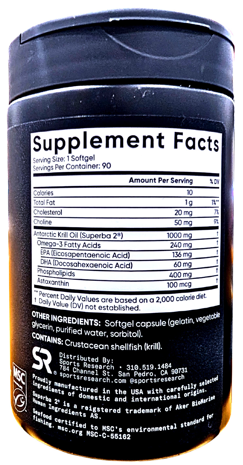 Sports Research Omega-3 Krill Oil 1000mg 90 Count Softgels ED 09/2028