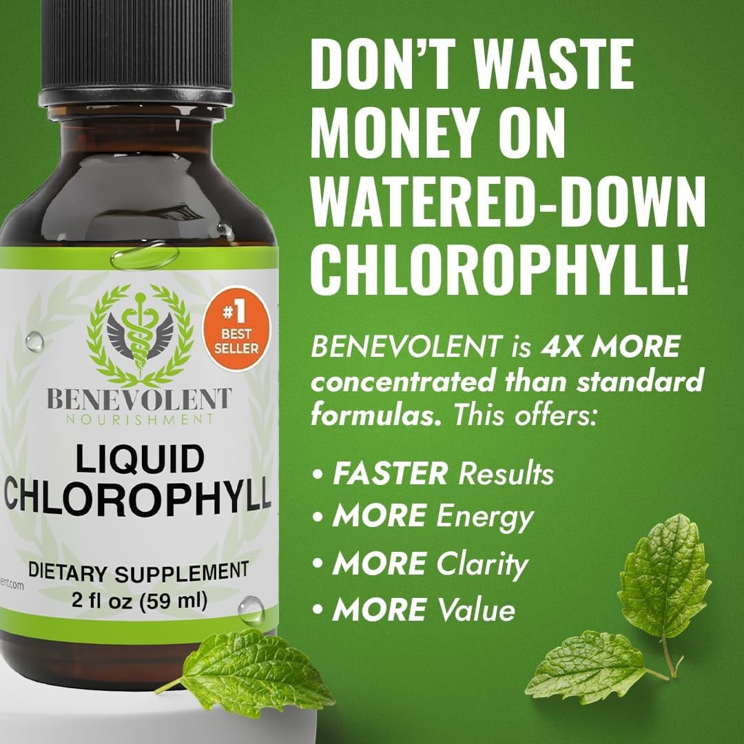 Benevolent Nourishment Chlorophyll Supplement, Detox &Immune Support, Deodorizer