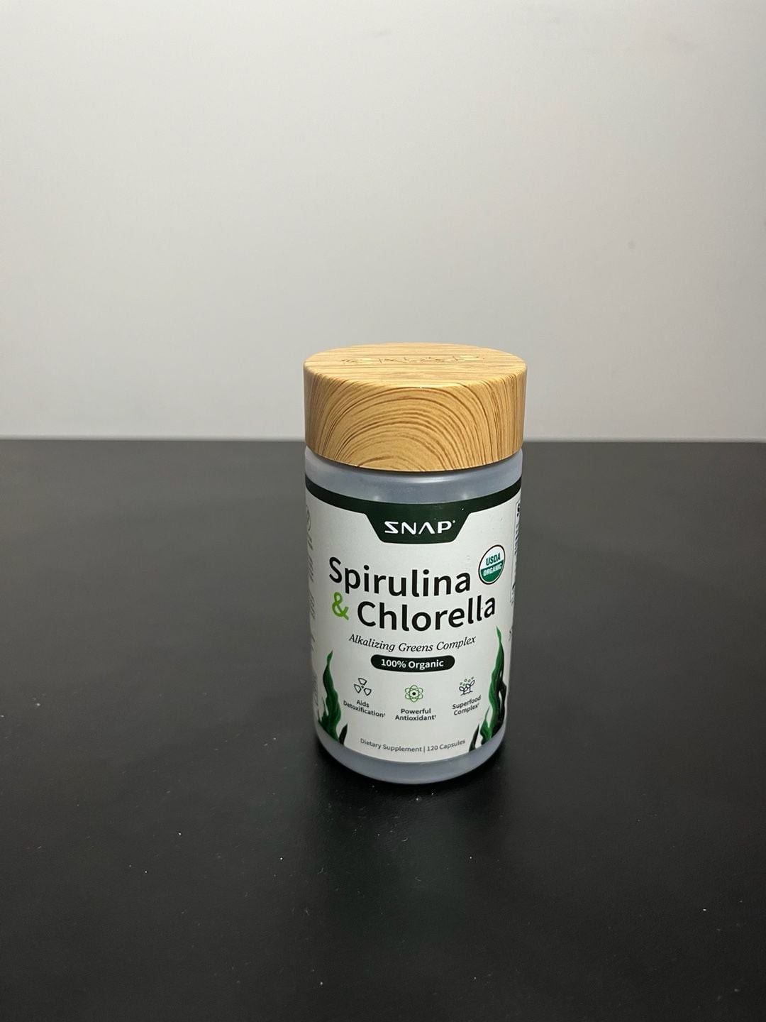 Snap Supplements Organic Spirulina & Chlorella Alkalizing Greens Complex 120 Cap