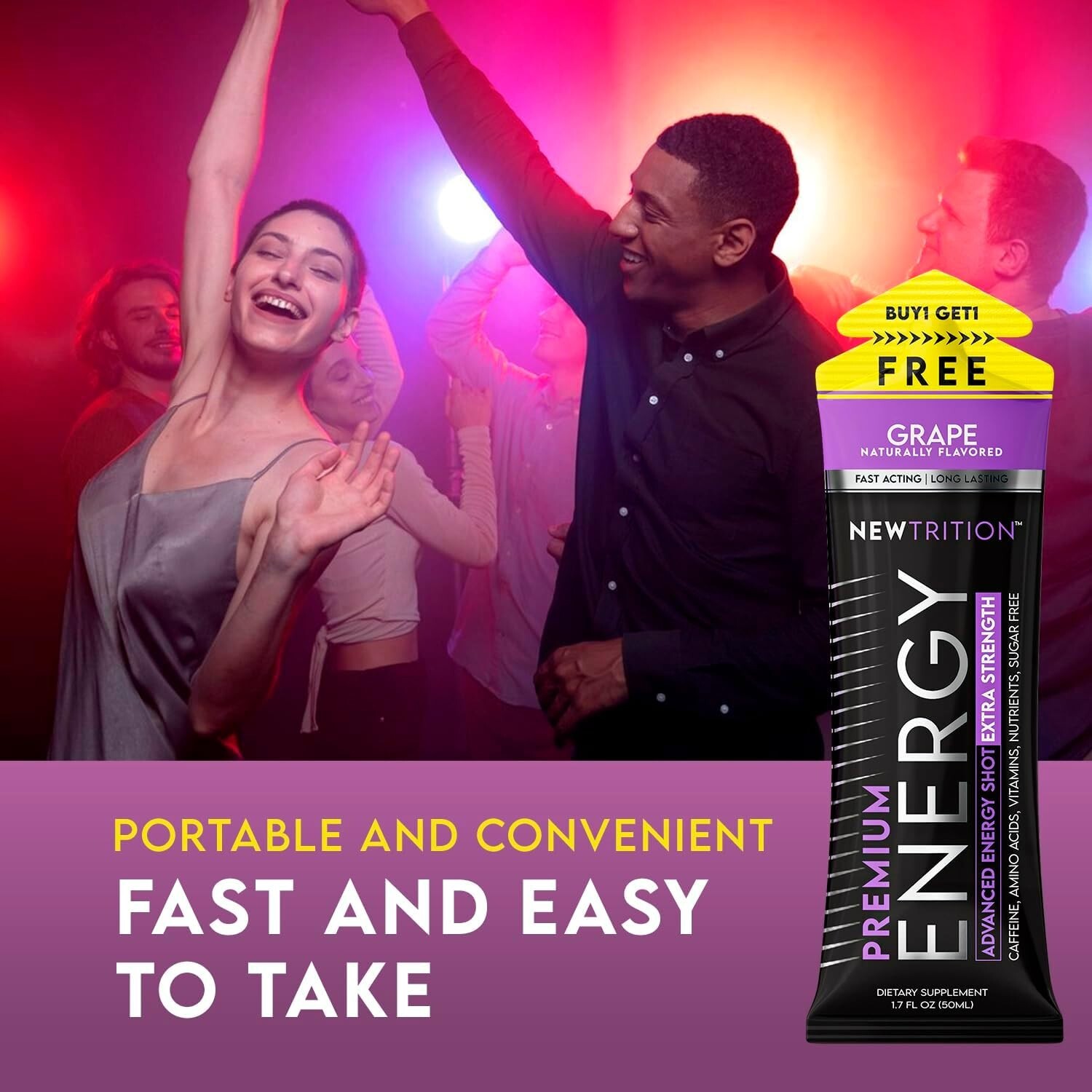 NewTrition Extra Strength Energy Shots – Grape – 24Ct