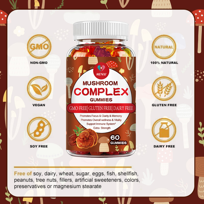 Super Mushroom Daily Gummies, Chaga, Lions Mane, Cordyceps Immunity Focus Memory
