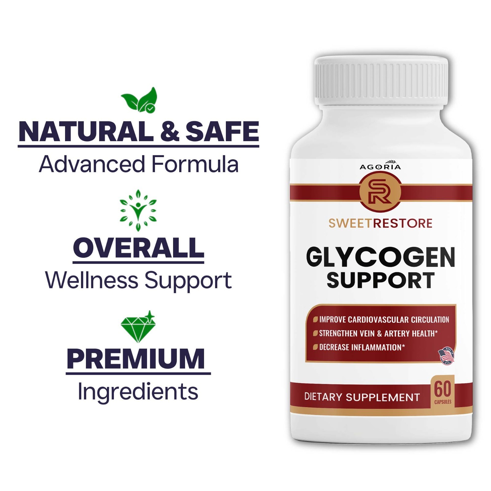 (2 PACK) Sweet Restore Glycogen Support Capsules, Joint Support (120 Capsules)